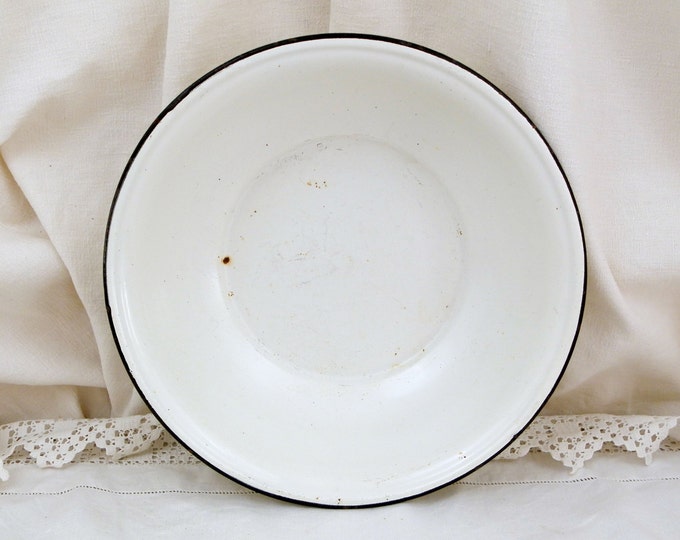Vintage French Enamelware White Wash Bowl / Basin, French Country Decor, Retro Vintage Home Interior, Antique, Rustic Washing, Shabby, Chic Vintage French Enamelware White Wash Bowl / Basin, French Country Decor, Retro Vintage Home Interior, Antique, Rustic Washing, Shabby, Chic