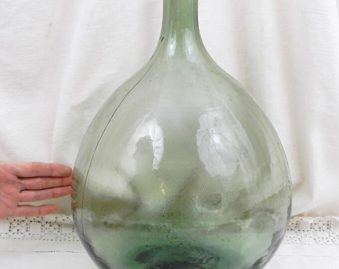 Antique French Green Glass Demijohn / Carboy 10 L / 2.64 Gallon, French Decor, French Country Decor, Rustic Cottage, Bottle Vase, Glass Vase Antique French Green Glass Demijohn / Carboy 10 L / 2.64 Gallon, French Decor, French Country Decor, Rustic Cottage, Bottle Vase, Glass Vase