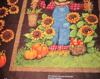 24 x 36 Inch Harvest Scarecrow Cotton Fabric Panel