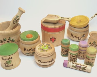 The Original Apothecary Play Set // Natural Health Healing Kit // Play Herbalist // Essential Oil // Waldorf Natural Health Toy