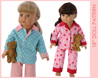 18 inch doll clothes patterns, Doll Pajama Pattern, Doll Patterns, 18 doll clothes patterns, 18 inch doll pattern, DOLL PAJAMAS