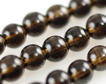 Smokey Quartz Beads-6mm Smokey Quartz Beads-Smokey Quartz Bead Strand-6mm Round Smokey Quartz-6mm Round Bead Strand-Natural Smokey Quartz