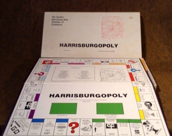 1984-85 Edition Harrisburgopoly Custom Board Game - Monopoly Game Style - Harrisburg, Saline County, Illinois