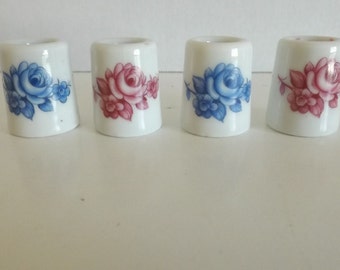 4 Vintage Small Porcelain West Germany Candle Holders Roses CL25-23