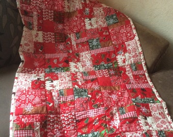 Christmas Quilt, Christmas Quilts, Patchwork Quilt, Christmas Patchwork Quilt, Quilt Christmas, Christmas Bedding, Christmas Blanket,