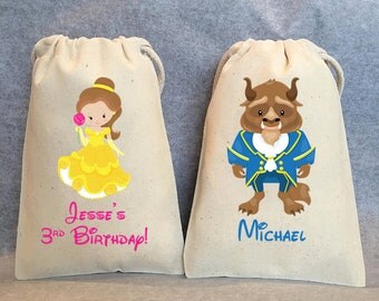 8- Beauty and the Beast Party, Beauty and the Beast Birthday, Belle, Beast, Beauty and the Beast party favor bags, 5"x8"
