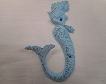 cast iron 7 inch mermaid hook / beach decor / nautical decor