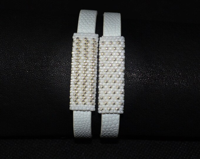 White silver Double snake bracelet strap Braided for women beads bracelets women bracelet leather bracelet gift for her male model leather