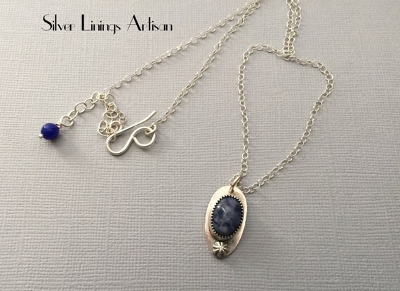Items similar to Sterling Silver Pendant, Hand Fabricated, Sodalite