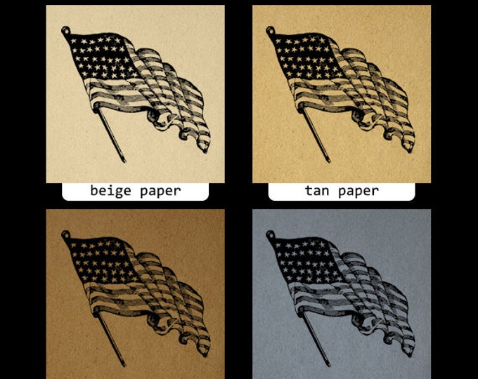 Digital Image American Flag Download Printable Graphic Vintage Clip Art Jpg Png Eps HQ 300dpi No.1813