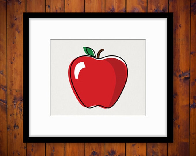 Retro Apple Illustration Graphic Printable Image Download Fruit Digital Vintage Clip Art HQ 300dpi No.3996