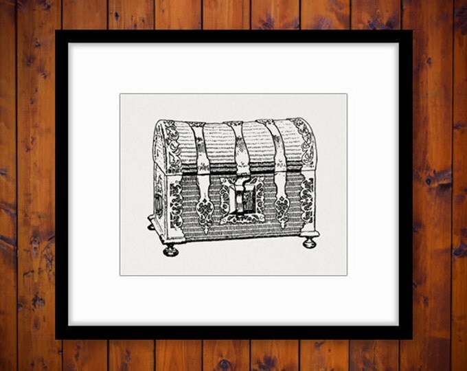 Digital Image Antique Trunk Download Illustration Printable Treasure Chest Graphic Jpg Png Eps HQ 300dpi No.3802