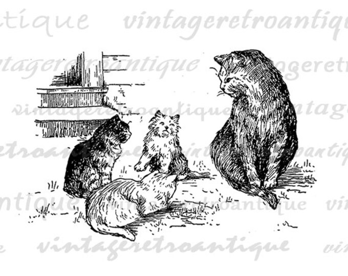 Kittens Printable Graphic Image Cat Digital Download Antique Clip Art Jpg Png Eps HQ 300dpi No.318