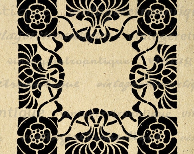 Digital Graphic Square Floral Elegant Design Element Printable Download Ornament Image Vintage Clip Art Jpg Png Eps HQ 300dpi No.3590