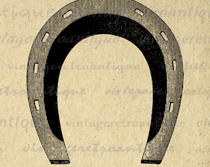 Horseshoe Printable Digital Image Horse Shoe Graphic Western Download Antique Clip Art Jpg Png Eps HQ 300dpi No.4206