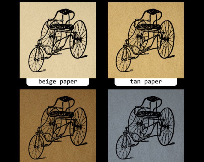 Antique Tricycle Graphic Image Digital Printable Download Vintage Clip Art Jpg Png Eps HQ 300dpi No.1454