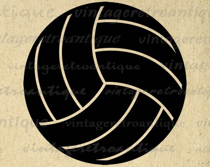 Digital Printable Volleyball Image Sports Graphic Volleyball Download Vintage Clip Art Jpg Png Eps HQ 300dpi No.4541