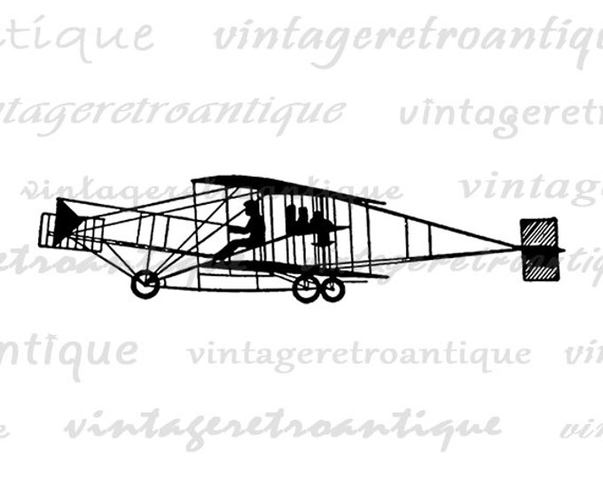 Digital Printable Antique Airplane Graphic Flying Machine Plane Image Download Vintage Clip Art Jpg Png Eps HQ 300dpi No.3512