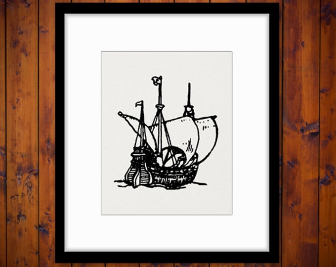 Digital Printable Ship Download Ocean Sea Antique Ship Graphic Boat Image Vintage Clip Art for Transfers Printing etc HQ 300dpi No.4643