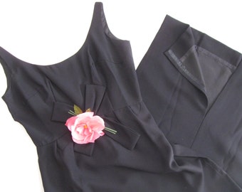 Little black dress, 1950s-60s vintage column dress, Stephen O'Grady, USA, size small LBD, Audrey Hepburn style