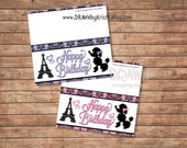Paris Themed Happy Birthday Bag Topper, Printable, customizable