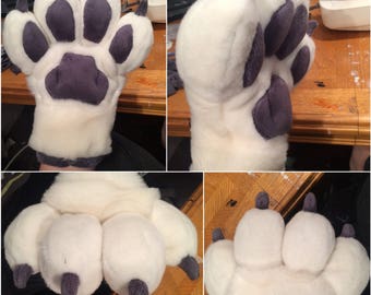 Toony puffy four finger animal hand paws for fursuit, mascot, animal costumes