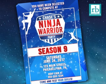 Ninja Warrior Party, Ninja Warrior Invitation, ANW Birthday Party, Ninja Warrior Invitation - Digital Printables