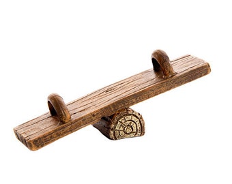 Fairy Garden Teeter Totter SeeSaw Slide - Rustic Fairy Garden Accessories Fairy Furniture for Outdoor Fairy Houses Mini Gardens Terrariums