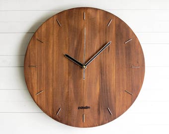 Wall Clock, Steampunk Wall Clock, Modern Clock, Living Room Decor, Wooden Wall Clock, Big Oval, Round Clock, Office Clock, Wooden Gift