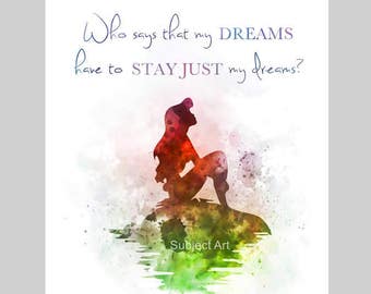 Ariel, The Little Mermaid inspired Quote ART PRINT illustration, Disney, Princess, Wall Art, Home Decor, Nursery