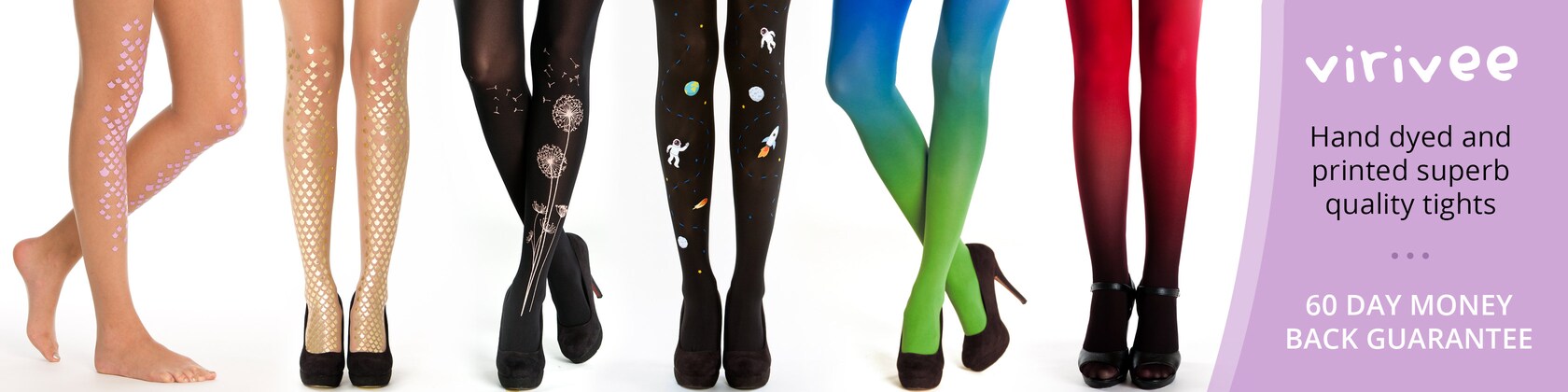 Unique hand dyed and printed tights. Worldwide shipping by virivee