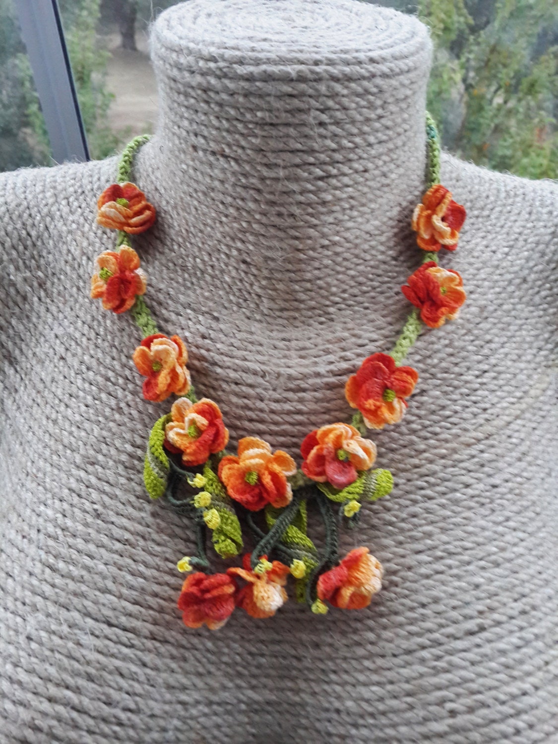 Lace necklaceFlower NecklaceCrochet JewelryCrochet