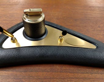 Kreisler leather wrapped desk set. Penholders and lighter