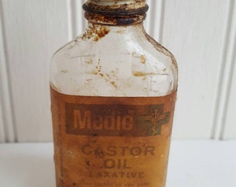 Vintage apothecary medic castor oil bottle old medicine bottle brown glass apothecary jar vintage medicine castor oil old bottle old drugs