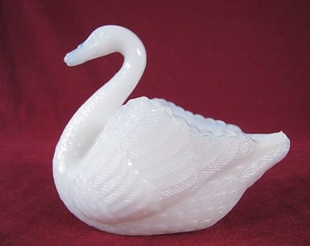 Milk glass swan  Etsy