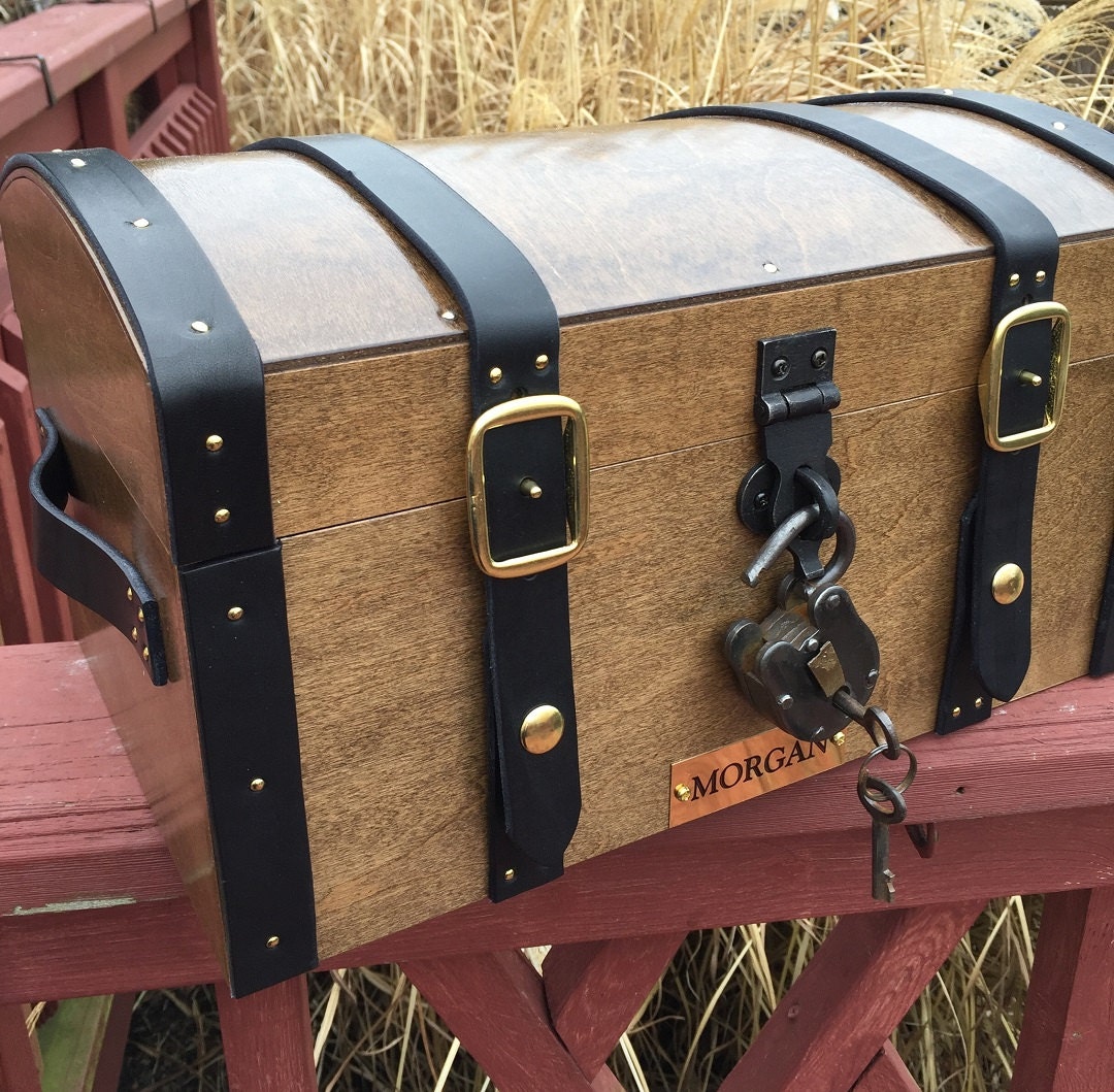 Caribbean Pirate Chest w/StrapsBuckles Leather Trim and