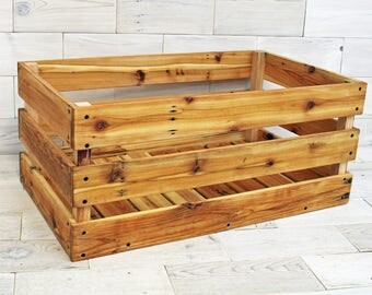 Reclaimed Cedar Milk Crate 32" x 20" x 12" . . . (aka vinyl record storage basket, handmade box, rustic storage crate, bin)