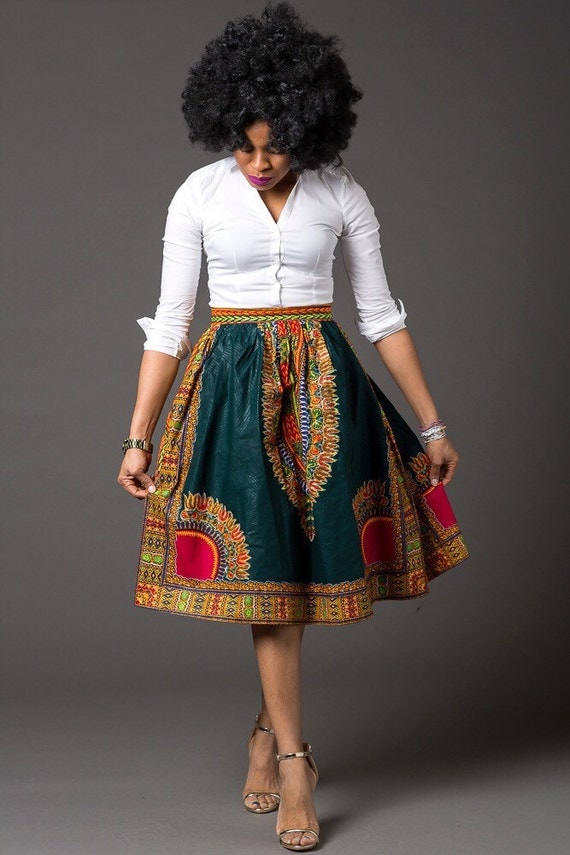 African Ankara Midi Lenght High Waist Skirt African By Laviye