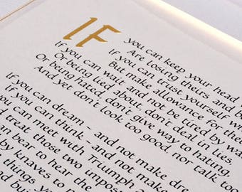 IF Rudyard Kipling, Calligraphy IF Kipling. Gift for a man. Gifts for men. Boyfriend Gift, Husband Gift, Inspirational print, IF Kipling