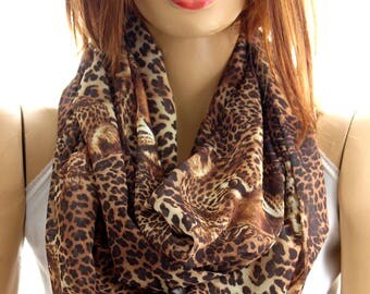 Leopard print Infinity scarf. Loop scarf. Women Scarf. Scarves. Accessories, fashion scarves, fashion accessories, animal printed scarves