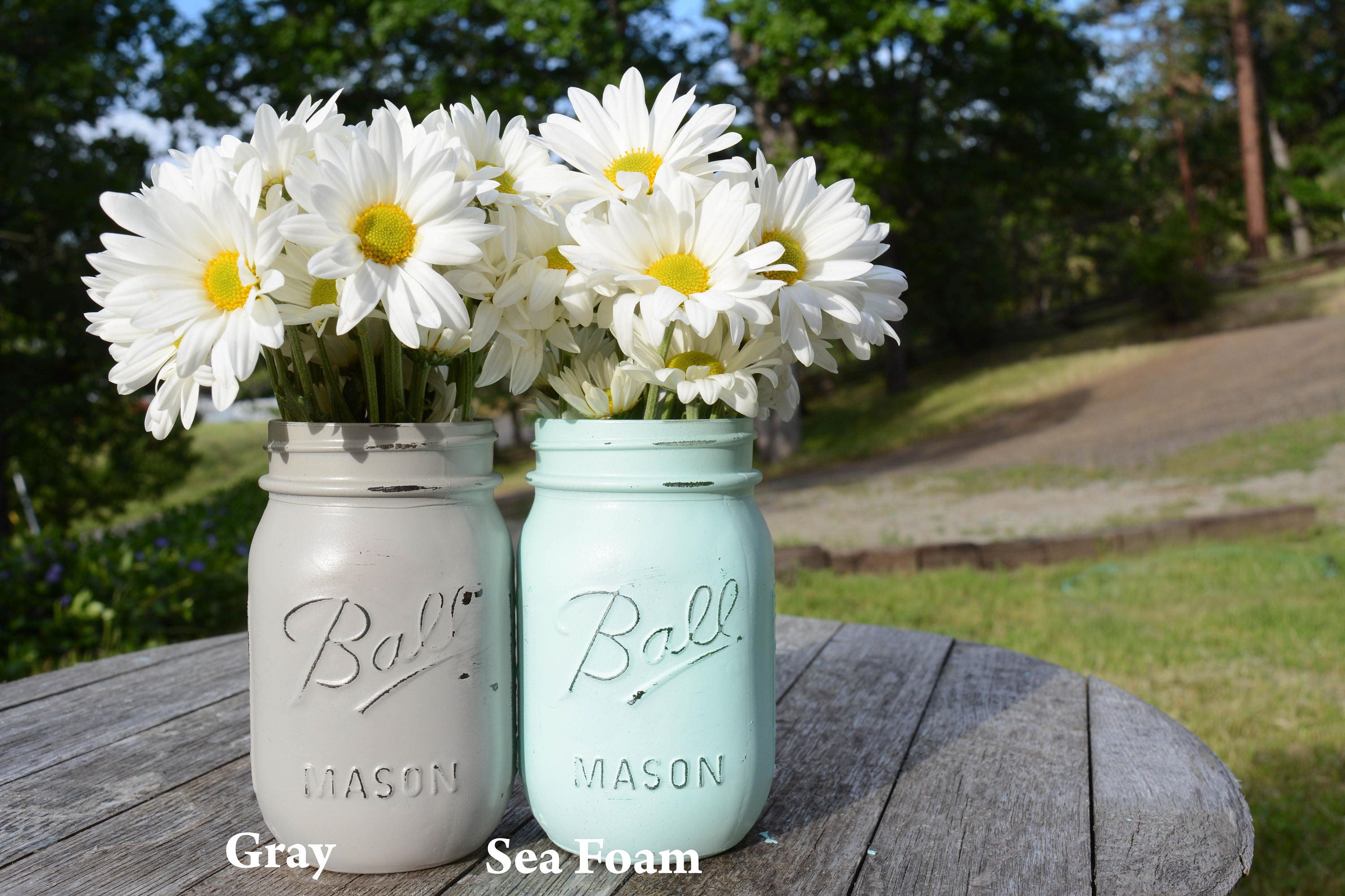 Shabby Chic Painted And Distressed Mason Ball Jars Set Of