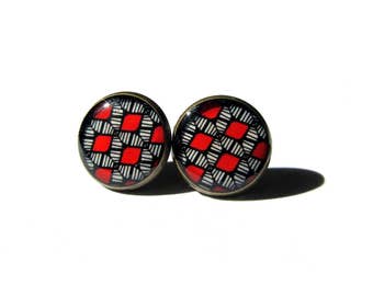 LIGHTWEIGHT EARRINGS - Statement earrings - Stud red earrings - red earrings - earrings gifts for girlfriend - boho pattern - aztec