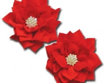 Maya Road Shimmering Pointed Petal Flower - Cadmium Red