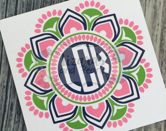 Mandala Monogram Decal / Mandela Monogram Decal/Mandela YETI Decal/Mandela RTIC Decal/Mandela Tumbler Decal/Mandela Car Decal/Monogram Decal