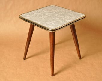 Square plant stool - Mid Century German coffee table - tripod table - table - 1950s - Nierentisch