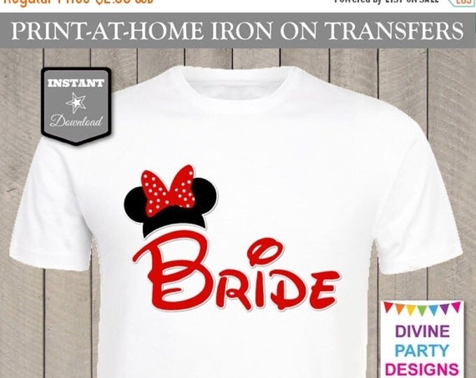 SALE INSTANT DOWNLOAD Print at Home Girl Mouse Bride Printable Iron On Transfer / T-shirt / Wedding / Bachelorette Party / Item #2490