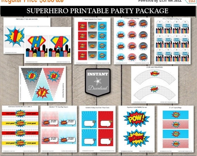 SALE INSTANT DOWNLOAD Superhero Birthday Party Package / Printable Diy / Super Hero / Superheroes Collection / Item #500