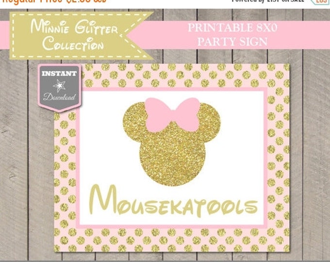 SALE INSTANT DOWNLOAD Pink & Gold Glitter Mouse Printable 8x10 Mousekatools Sign / Mouse Glitter Collection / Item #2008