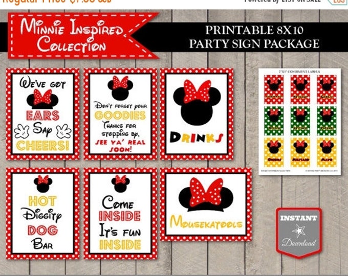 SALE INSTANT DOWNLOAD Red Girl Mouse Printable 8x10 Party Sign Package / Free Condiment Labels / Diy / Red Girl Mouse Collection / Item #190