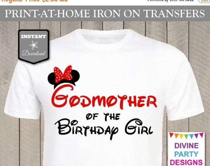 SALE INSTANT DOWNLOAD Print at Home Red Mouse Godmother of the Birthday Girl Printable Iron On Transfer / T-shirt / Family / Trip / Item #24